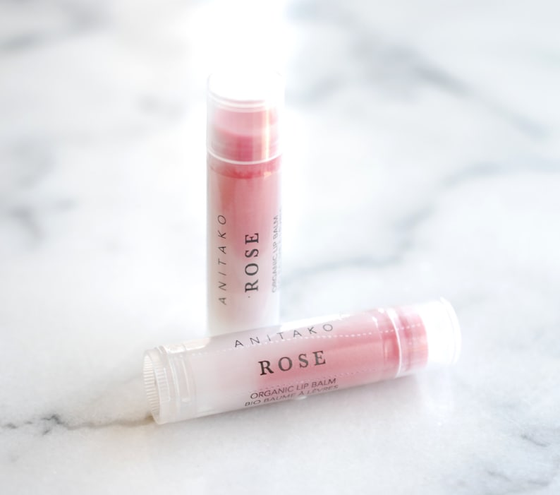 R O S E Lip Balm Duo Bulgarian Rose Otto Scented, Organic Lip Balm, Natural Lip Balm image 1