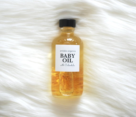 BABY OIL - Infused with Calendula, Organic Massage Oil, Vegan Baby Oil, Fragrance Free, All Natural