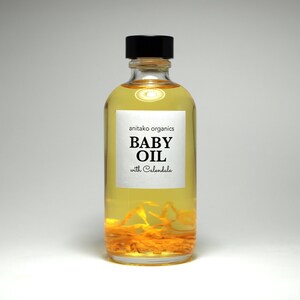 BABY OIL Infused with Calendula, Organic Massage Oil, Vegan Baby Oil, Fragrance Free, All Natural image 2