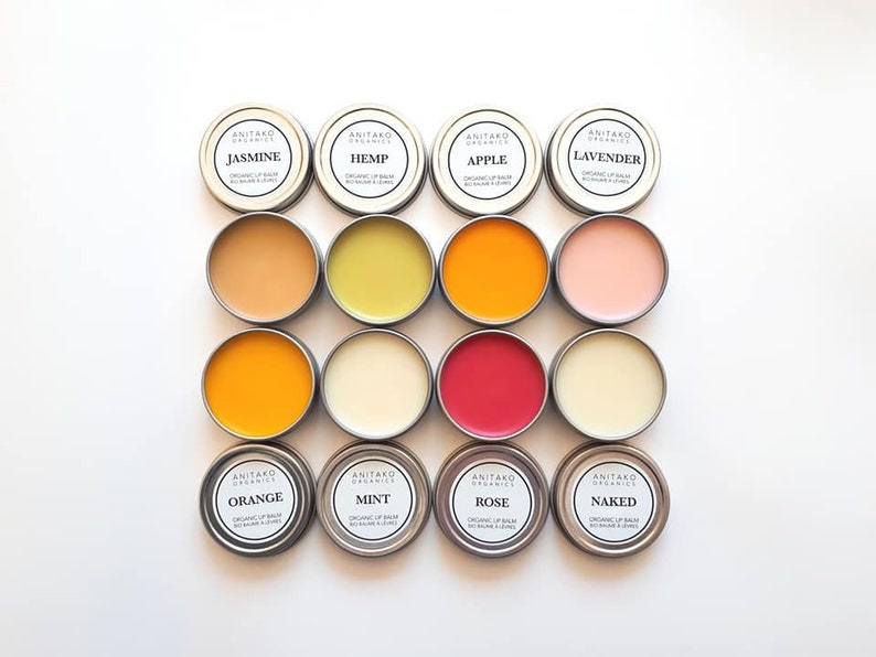 4 or 8 Organic Lip Balm Tin Set 1 oz Tin, Mix and Match, You Choose the Scent image 1