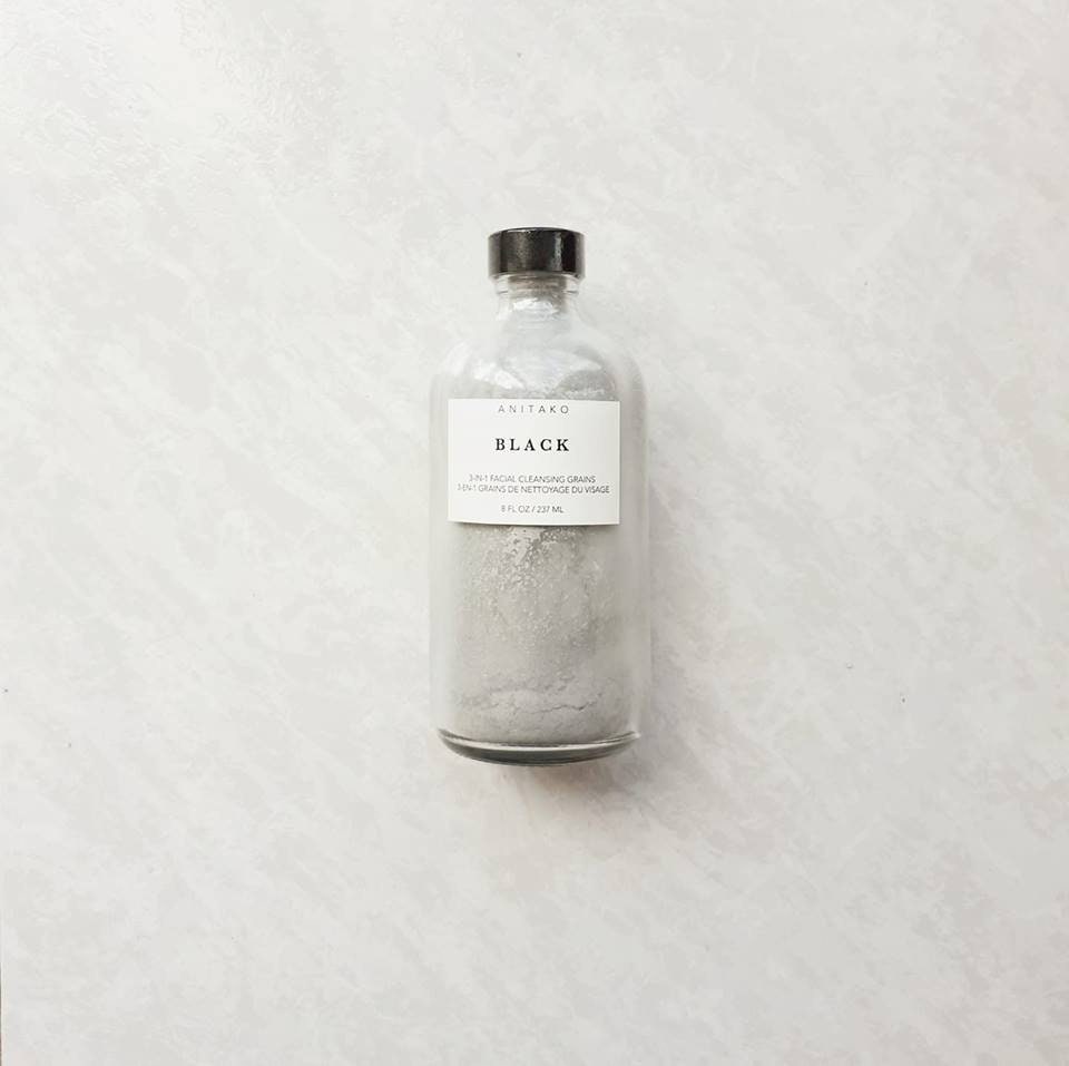 B L A C K - Facial Cleansing Grains, Soap Free Mild Cleanser, Gentle Exfoliating, Detox Mask
