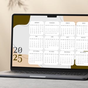 2025 Printable Calendar Template | Minimal Monthly Calendar | Aesthetic Canva Calendar | Digital Wall Calendar PDF Download