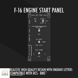 F-16 Engine Start Panel, Flight Simulator Home Cockpit Component, Pilot Gift, Aviation Decor, F-16 Fighting Falcon Sim Rig Part