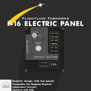 F-16 Fighting Falcon Electric Panel | USB Controller for Home Cockpit Sim Pit | DCS World & BMS Compatible | Flight Simulator Module
