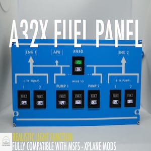 A320 Fuel Panel for Flight Simulator, Airbus A32X Home Cockpit, MSFS 2020 - 2024 & X-Plane Overhead, PC Gaming Setup, Flight Sim Gear