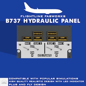 B737 Hydraulic Panel for Flight Simulator, Boeing 737 Home Cockpit, MSFS & X-Plane, PMDG, Flight Sim Gear, Overhead Panel