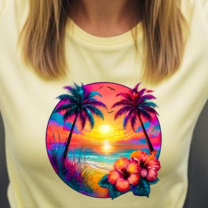 Summer Png, Beach Png, Palm Trees Png, Hibiscus Flowers Png, Beach Sunset Png, Sublimation Design, T-Shirt Design, Sweatshirt Png