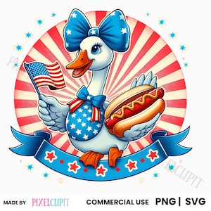 Boy 4th Goose, Boy 4th July, Patriotic Duck Hotdog Png Funny 4th of July Goose with Flag for Kids Sublimation
