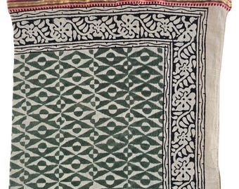 Hand Block Print Cotton Sarong: Beach Wrap, Scarf, Pareo - 44x72&quot;
