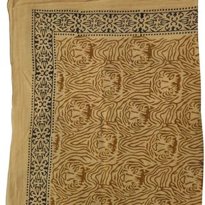 Block Print Cotton Sarong: Tiger Design, Beach Wrap