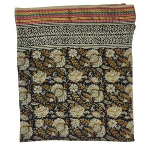 Floral Block Print Cotton Sarong: Handmade Indian Wrap Skirt