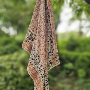 Handmade Block Printed Cotton Sarong: Beach Wrap, Scarf - Organic Colors
