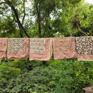 Hand block Printed Bandana set of 5 made with 100% organic cotton Handkerchief/Necktie/Hairbun
