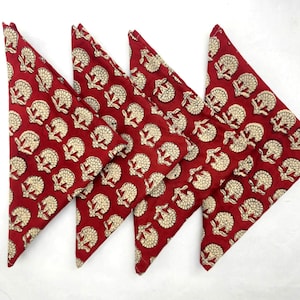 Hand Block Printed Cotton Napkins - Set of 4 - Eco-Friendly Table Linens