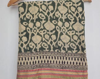 Hand Block Print Cotton Sarong: Beach Wrap, Scarf, Pareo - 44x72