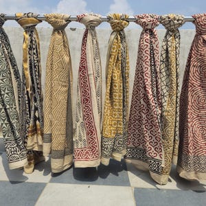 Block Print Cotton Sarong: Handmade Indian Beach Wrap