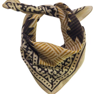 Organic Cotton Bandana Scarf: Hand Block Printed Paisley Design