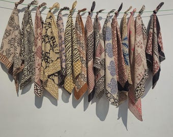 Hand Block Printed Cotton Bandana Scarf, Organic Dyes