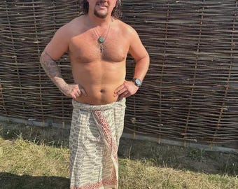 Handmade Block Print Cotton Sarong: Lightweight Beach Wrap, Organic Colors