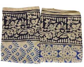Conjunto de 2 pañuelos de cachemira de algodón orgánico: bufandas con estampado de bloques a mano