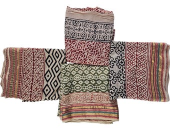 Hand Block Print Cotton Sarong, Beach Wrap, Organic Dyes, 110x180cm