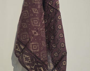 Écharpe bandana en coton imprimé bloc à main, écharpe bohème