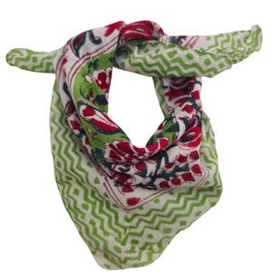 Floral Bio-Baumwolle Bandana Schal: Hand Block Print Kopftuch
