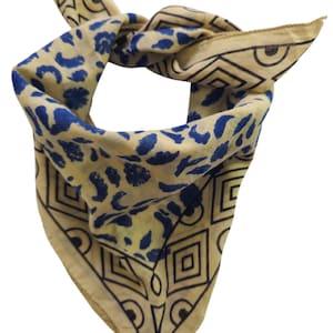 Hand Block Printed Organic Cotton Bandana Scarf: Paisley Design