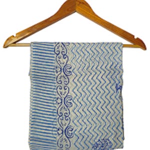 Block Printed Cotton Sarong: Indian Beach Wrap, Scarf, Pareo