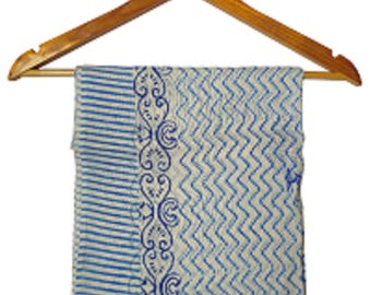 Block Printed Cotton Sarong: Indian Beach Wrap, Scarf, Pareo