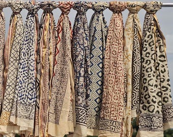 Hand Block Print Cotton Sarong: Traditional Indian Beach Wrap, Organic Dyes
