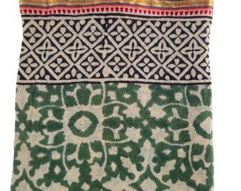 Handmade Indian Block Print Cotton Sarong: Beach Wrap, Scarf - 44x72&quot;