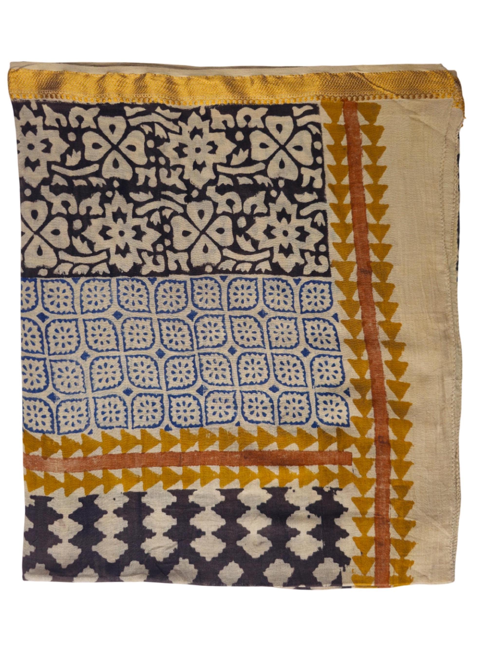Handmade Block Print Cotton Sarong: Beach Wrap, Scarf, Pareo