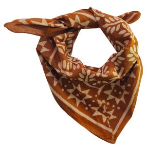 Organic Cotton Bandana Scarf: Hand Block Printed Paisley Design