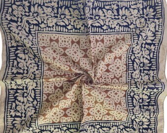 Hand Block Printed Cotton Bandana: Bohemian Neck Scarf, Organic Dyes