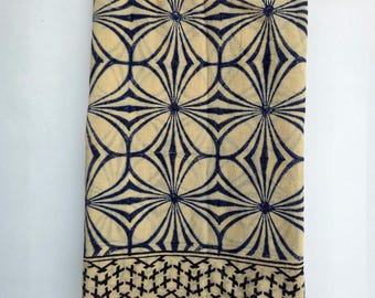 Hand Block Printed Cotton Sarong: Beach Wrap, Scarf, Shawl