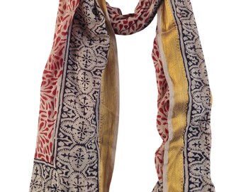 Handmade Block Print Cotton Sarong: Beach Wrap, Scarf, Pareo