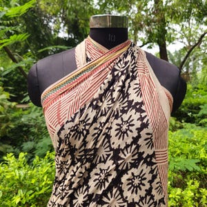 Handgemachter Sarong aus Baumwolle mit Blockprint-Muster: Strandtuch, Schal, Stola