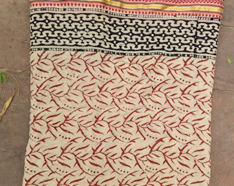 Handmade Cotton Sarong: Indian Block Print Beach Wrap, Organic Colors