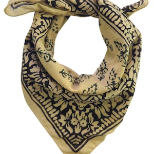 Hand Block Printed Organic Cotton Bandana Scarf - Paisley Design
