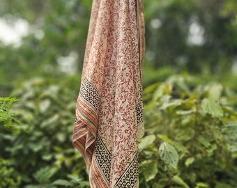 Handmade Cotton Sarong, Indian Block Print Beach Wrap, Organic Colors