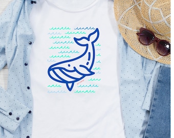 Kinder & Erwachsene Buckelwal T-Shirt - Buntes Meer Design