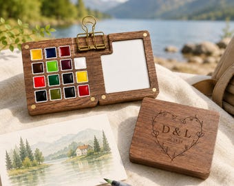 Artist Paint Set, Custom Wooden Watercolor Box, Mini Travel Palette for Painters