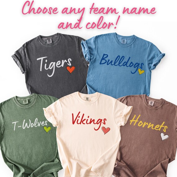 Custom Team Shirt Heart Design Cotton Tee Sport Lovers Team Mascot Cheers Shirt School Spirit Wear Apparel Game Day Fan Clothing Athletic