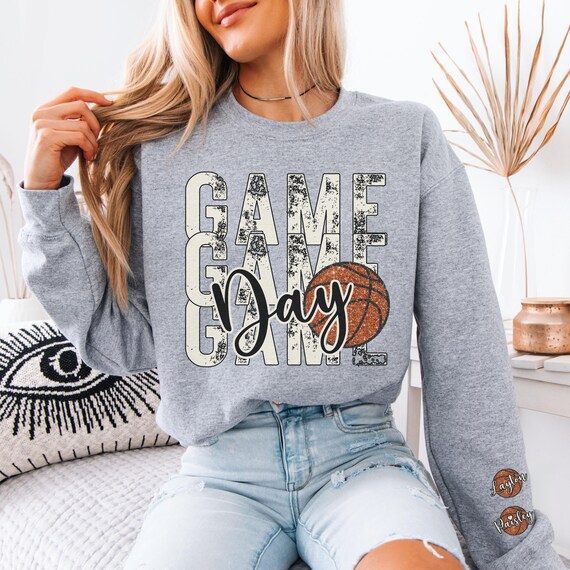 Custom Basketball Mom Sweatshirt for gameday personalized Name on Sleeve
