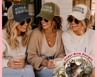 Funny Birthday Hat Embroidered Design Spoiled Wife Gift Idea Husbands Tab Trucker Snapback Ponytail Opening Mesh Adjustable Cotton Cap