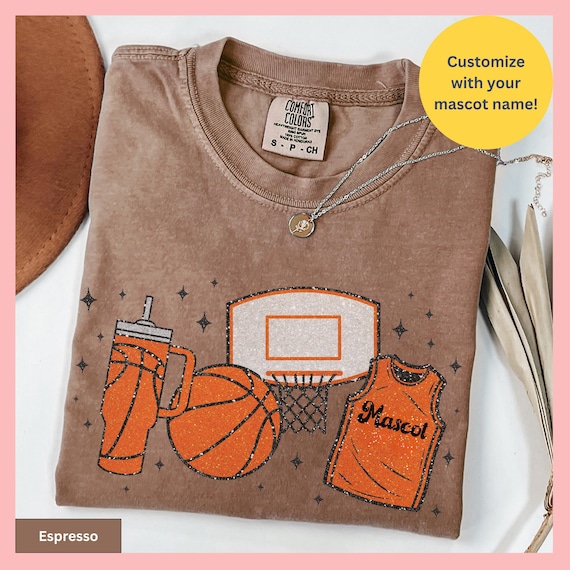 Basketball Glitter Shirt Team Mascot Basketball Sweatshirt Custom Design Cotton Tee Sport Fan Game Day School Spirit Wear Apparel Player