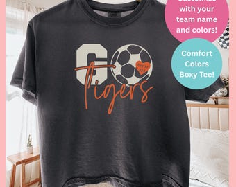 Custom Soccer Mom Boxy Tee Shirts Game day Soccer Shirt Name and Number Personalized Mom Gifts Trending Soccer