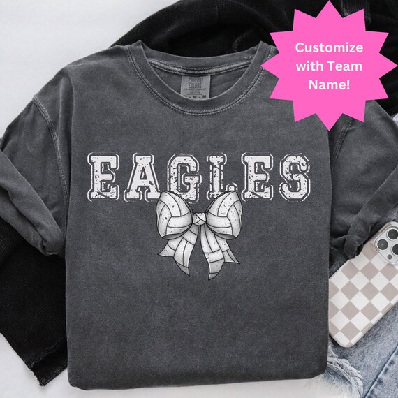 Custom Volleyball Team Shirt, Comfort Colors Bow Design