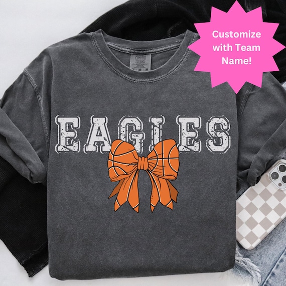 Personalized Team Tee Shirt Basketball Bow Shirt Design Game Day Wear Custom Sport Shirt Coquette Basketball Style Team Wear To Basketball